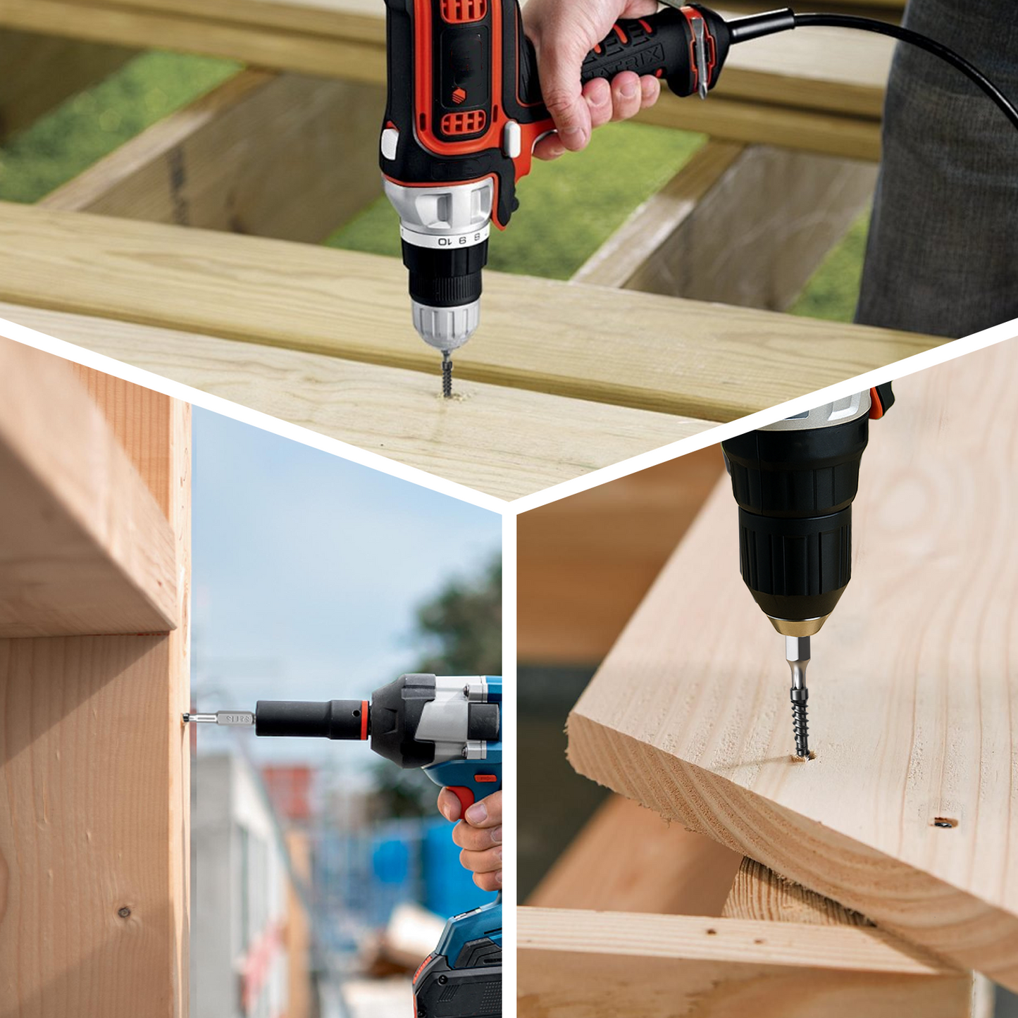 FMhotu #10 x 2-3/4" Hidden Deck Screws, Star Drive Countersunk Wood Screws, Rust Resistant Timber Screws, T15 Star Bit Included, Black