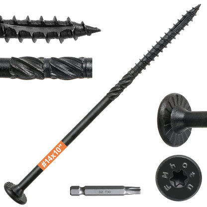 #14 x 10 Wood Structural Lag Screws Star Drive Decking Wood Screws, Rust Resistant Timber Screws for Timber/Log/Landscaping