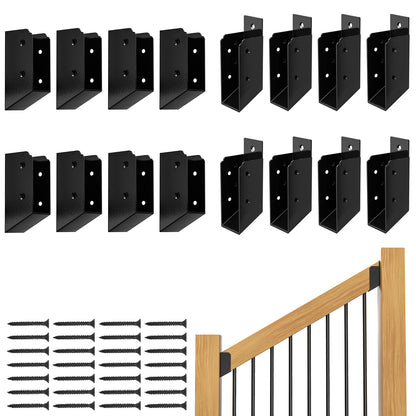 FMhotu 30° Stair Angle Stainless Steel Deck Railing Brackets Connectors for 2"x4" (Actual 1.5"x3.5") Railing Wood Post Stair Fence Railing Connectors with Coated Wood Screws