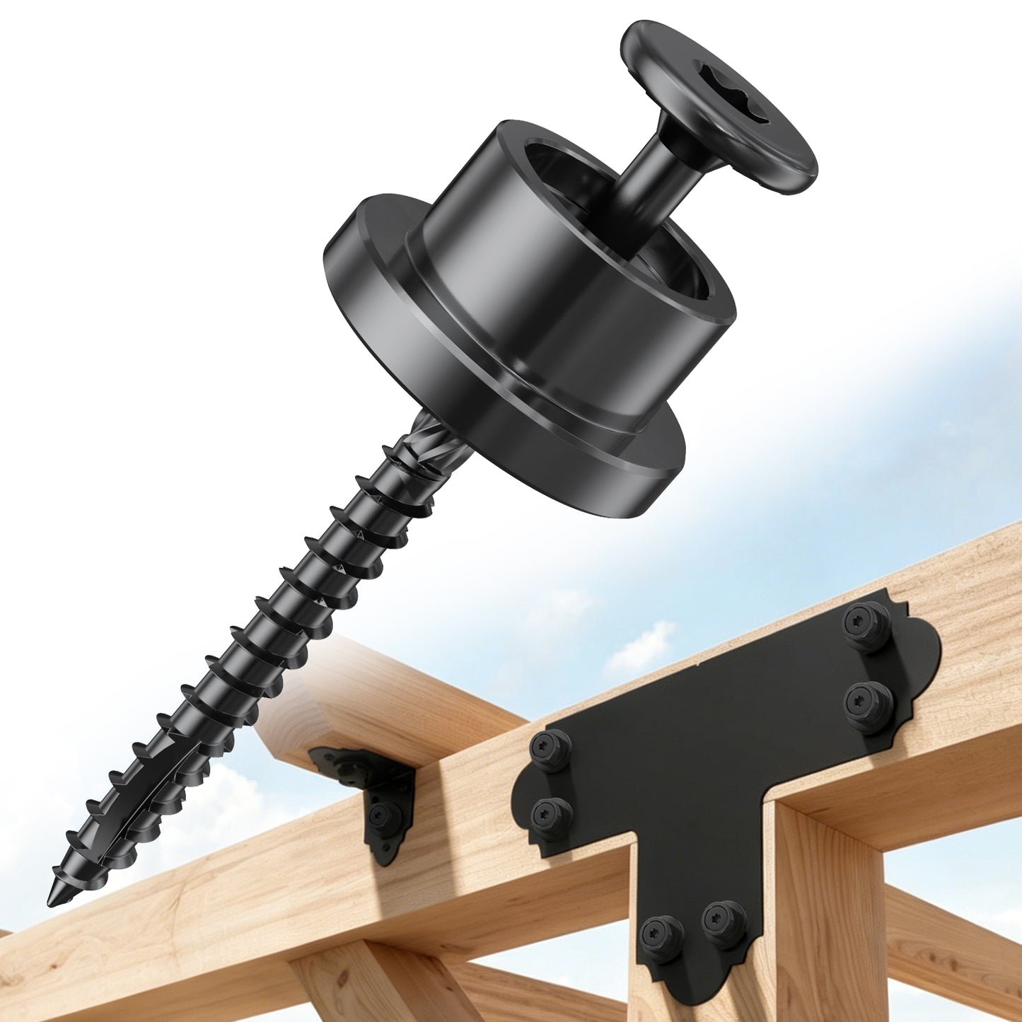 FMhotu Carbon Steel Nut and Screw Assortment, 1" Nuts and #14 x 2-7/8" Wood Screws, Fastening Tool for Decorating Outdoor Pergolas, Gazebos and Decks