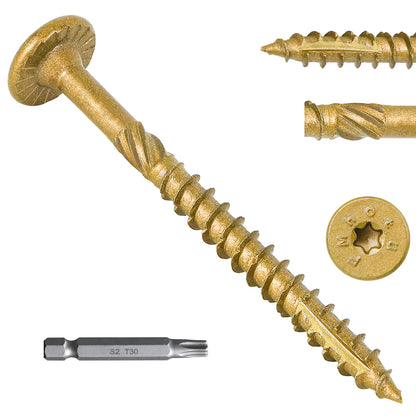 2-7/8 Inch Heavy-Duty Outdoor Deck Screws, Star Drive Decking Wood Screws, Rust Resistant Timber Screws for Timber/Log/Landscaping Wood (#14 x 2-7/8 Tan)