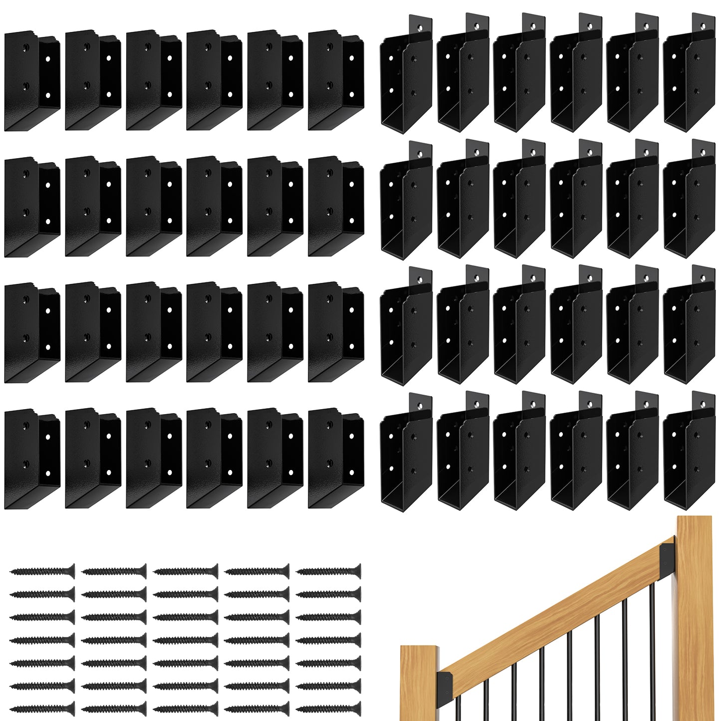 FMhotu 30° Stair Angle Stainless Steel Deck Railing Brackets Connectors for 2"x4" (Actual 1.5"x3.5") Railing Wood Post Stair Fence Railing Connectors with Coated Wood Screws