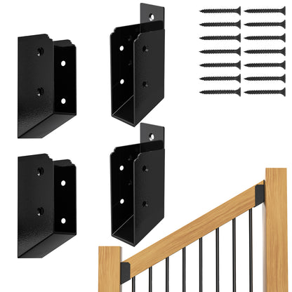 FMhotu 30° Stair Angle Stainless Steel Deck Railing Brackets Connectors for 2"x4" (Actual 1.5"x3.5") Railing Wood Post Stair Fence Railing Connectors with Coated Wood Screws