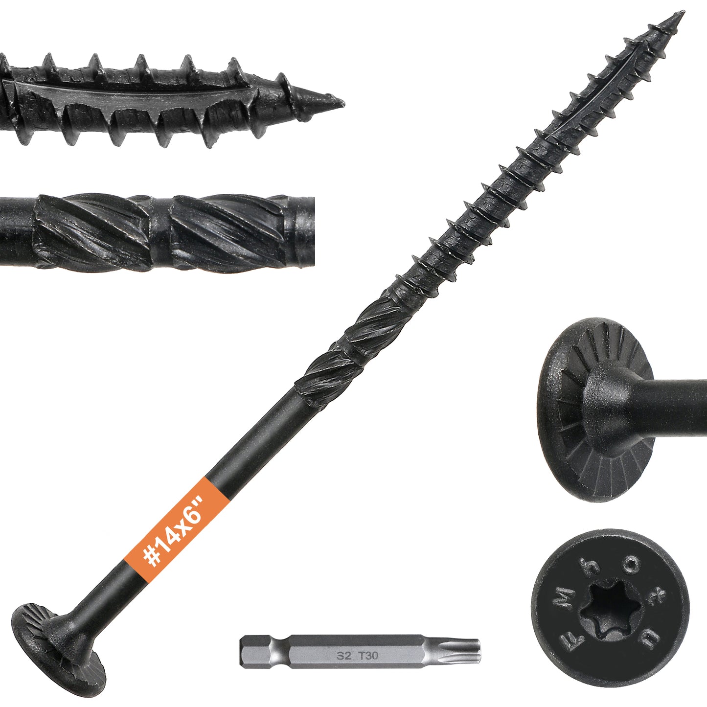 #14 x 6 Wood Structural Lag Screws Star Drive Decking Wood Screws, Rust Resistant Timber Screws for Timber/Log/Landscaping