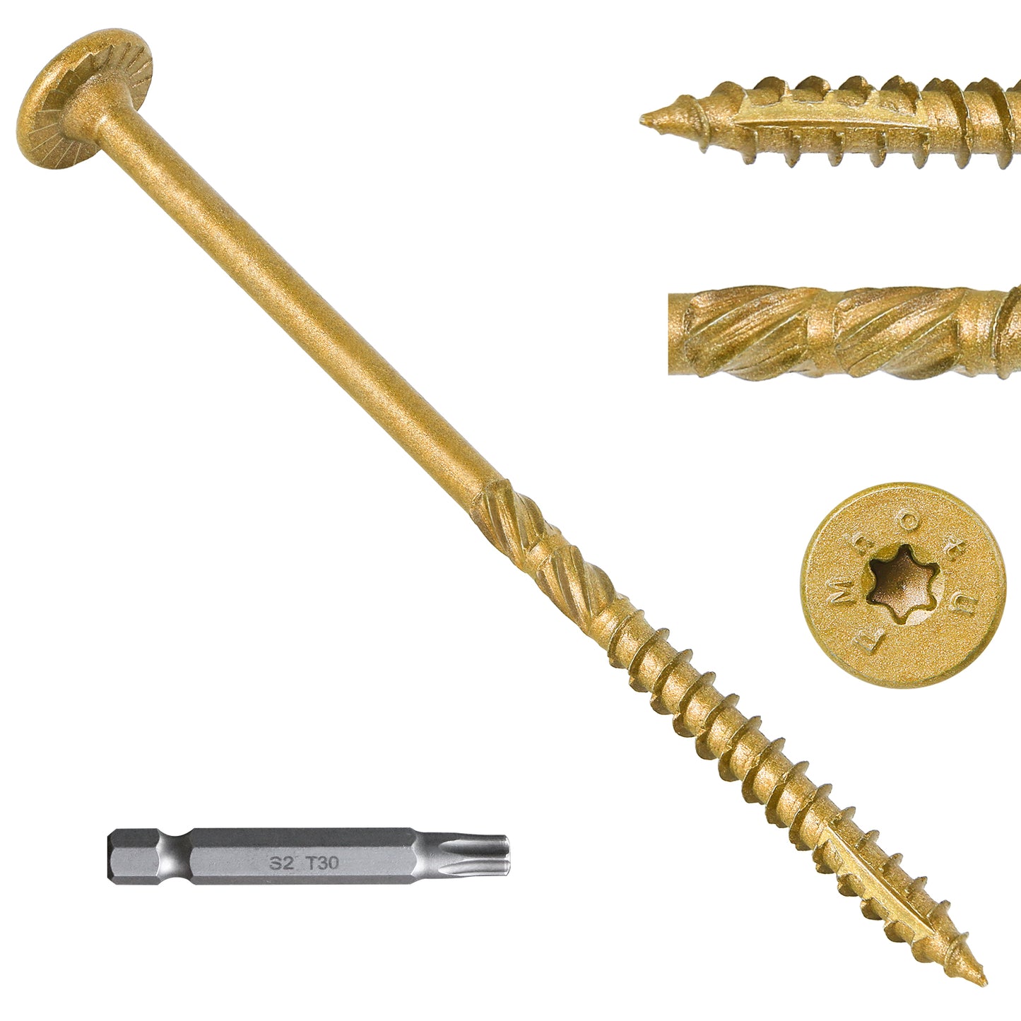 8 Inch Heavy-Duty Outdoor Deck Screws, Star Drive Decking Wood Screws, Rust Resistant Timber Screws for Timber/Log/Landscaping Wood (#14 x 8 Tan)
