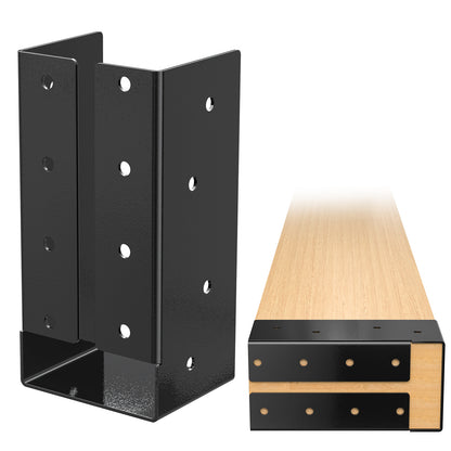 FMhotu Concealed Joist Hanger,4"x8" Outdoor Concealed-Flange Joist Bracket with Screws, Q235B Steel Powder Coated Concealed Mount Light Joist Hangers for 4"x8" Beam, Swing, Handrail, Fence