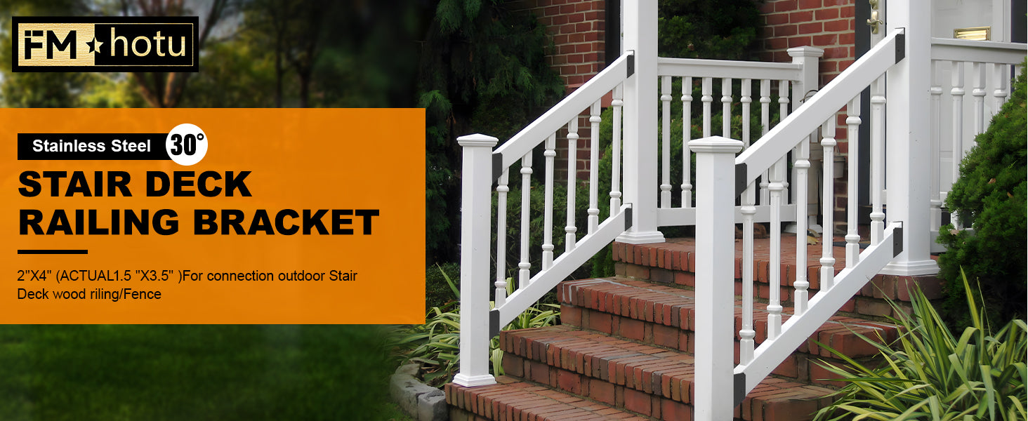 FMhotu 30° Stair Angle Stainless Steel Deck Railing Brackets Connectors for 2