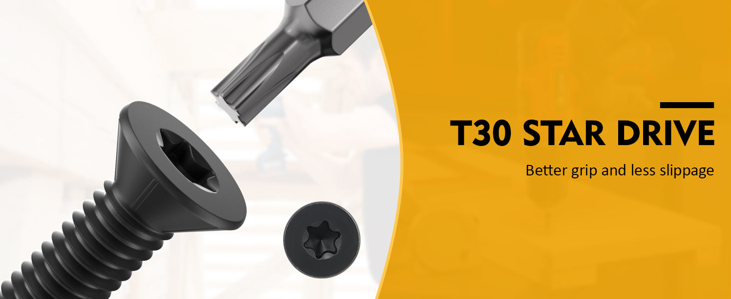 1/4-20 x 2 Flat Head Thread Cutting Self Drilling Deck Screws, Type 7, Star Drive T-30, Steel Floorboard Thread Cutting Screws for Wood & Metal