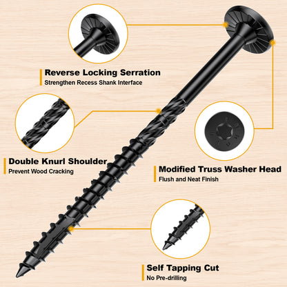 #14 x 8 Wood Structural Lag Screws Star Drive Decking Wood Screws, Rust Resistant Timber Screws for Timber/Log/Landscaping