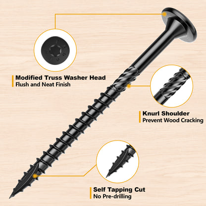 #14 x 10 Wood Structural Lag Screws Star Drive Decking Wood Screws, Rust Resistant Timber Screws for Timber/Log/Landscaping
