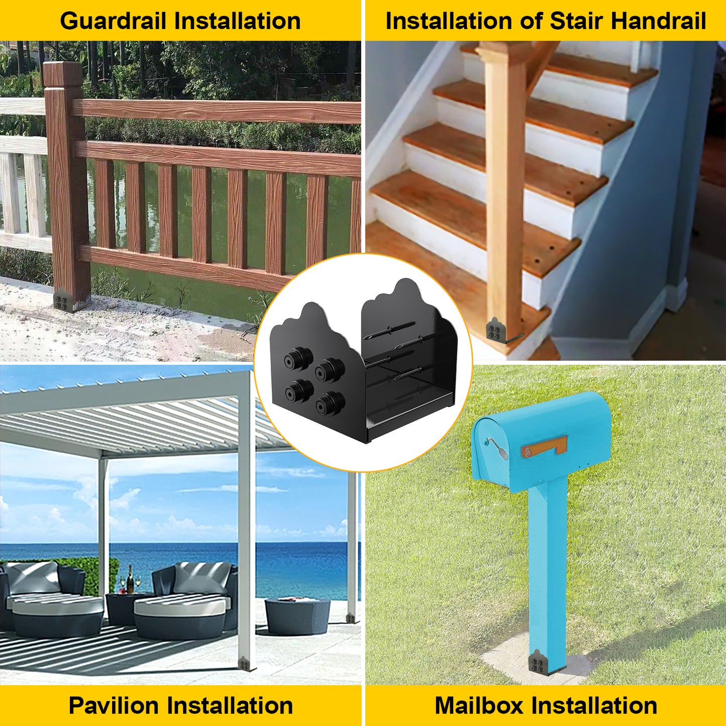 FMhotu 8x8 Post Base, Stainless Steel Adjustable Post Anchor Bracket (Internal 7.8 x 7.5), Adjustable Post Base for Pavilion Deck Porch Handrail Railing Support Decorative Anchor Plate