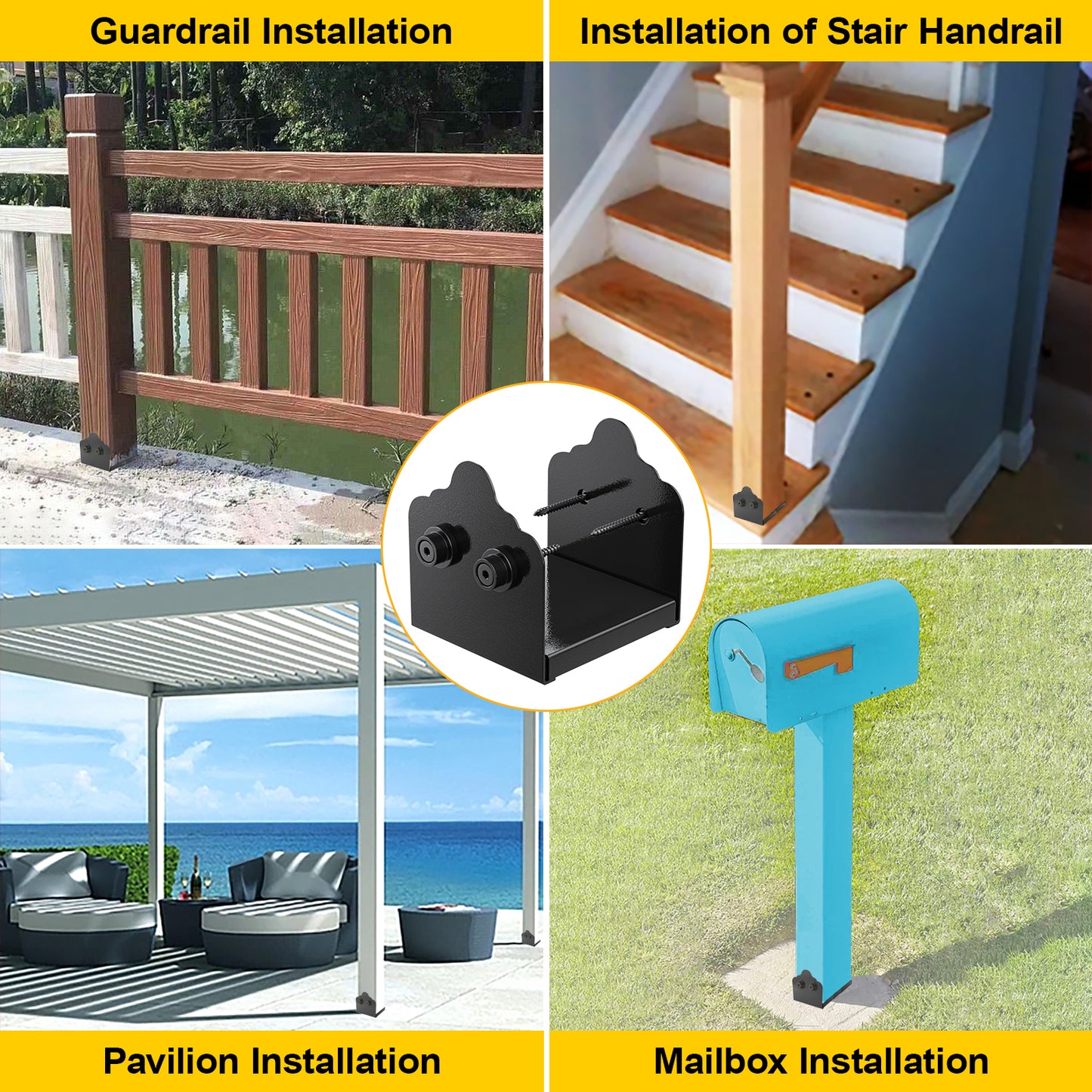 FMhotu 6x6 Post Base, Stainless Steel Adjustable Post Anchor Bracket (Internal 5.5 x 5.5), Adjustable Post Base for Pavilion Deck Porch Handrail Railing Support Decorative Anchor Plate