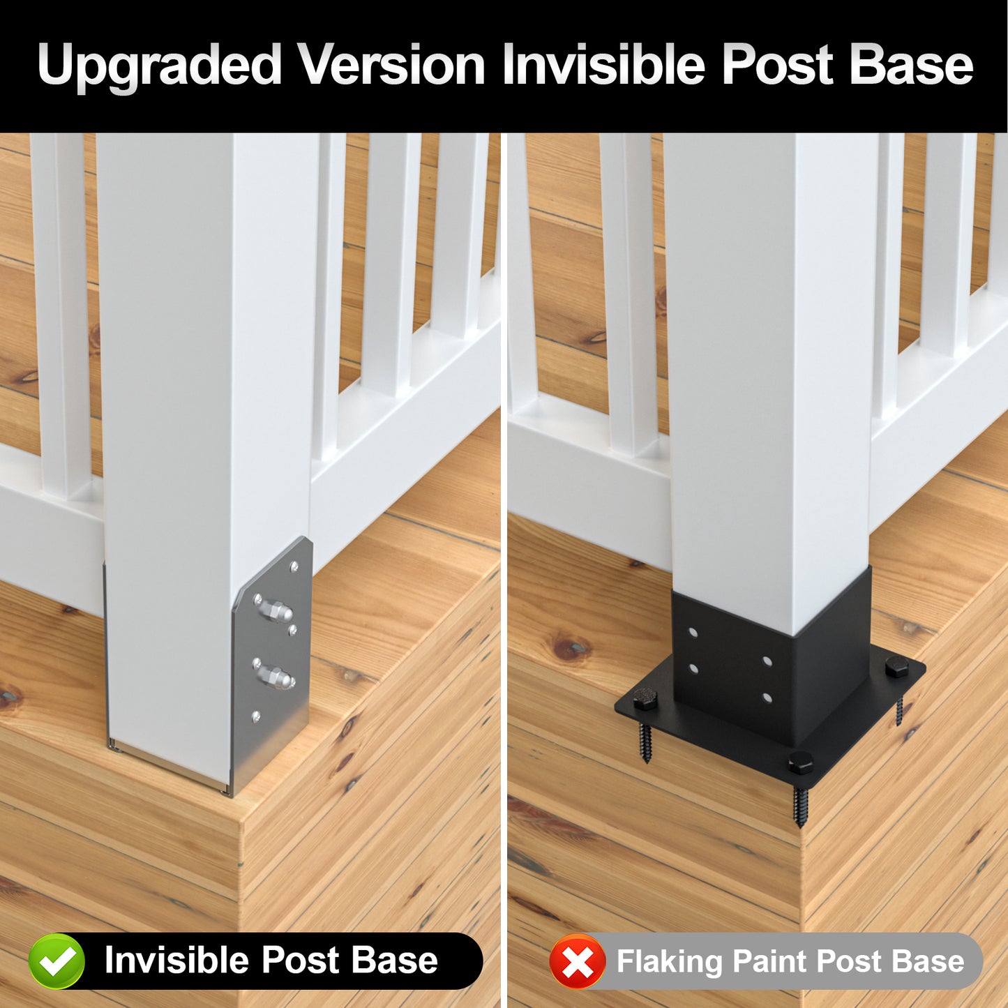 FMhotu 4"x 4" Post Base, Stainless Steel Adjustable Post Anchor Bracket (Internal 3.5 x 3.5), Adjustable Post Base for Pavilion Deck Porch Handrail Railing Support Decorative Anchor Plate