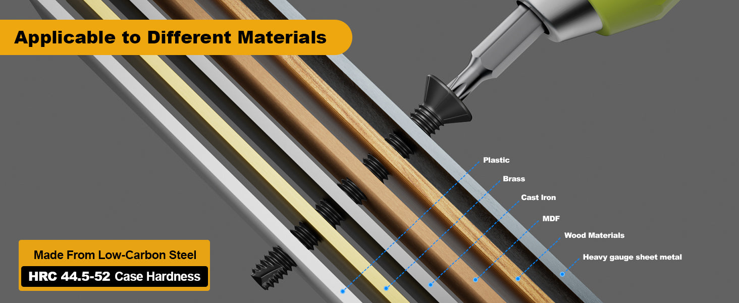 1/4-20 x 2 Flat Head Thread Cutting Self Drilling Deck Screws, Type 7, Star Drive T-30, Steel Floorboard Thread Cutting Screws for Wood & Metal