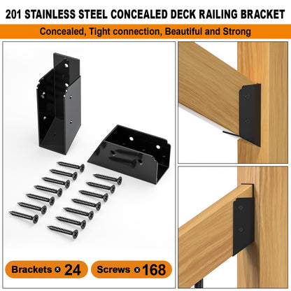 FMhotu 30° Stair Angle Stainless Steel Deck Railing Brackets Connectors for 2"x4" (Actual 1.5"x3.5") Railing Wood Post Stair Fence Railing Connectors with Coated Wood Screws