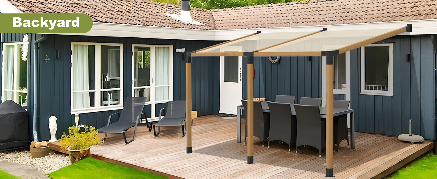15° 3-Way 6pcs Slanted Roof Pergola Bracket Set, Roof Wall Mount Extension Bracket Kit,4
