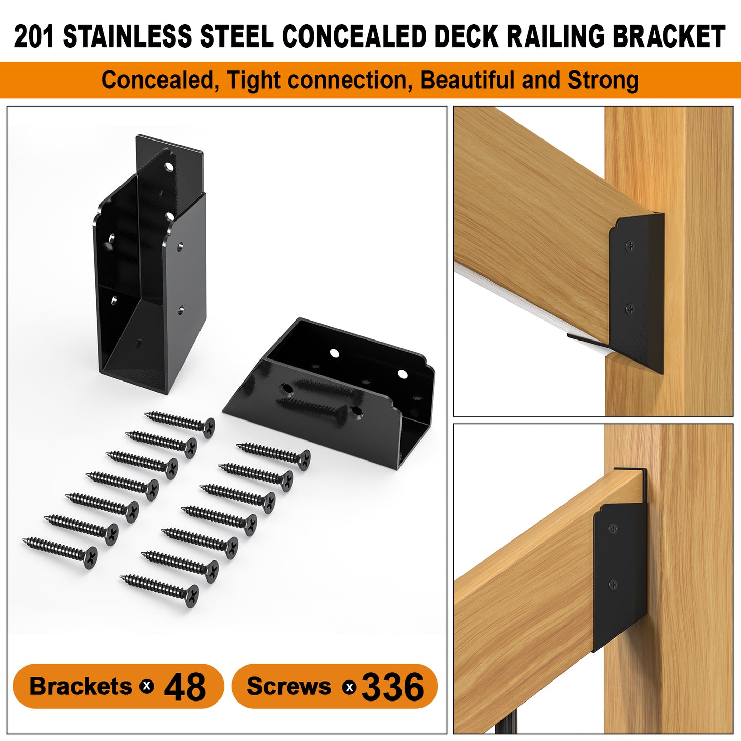FMhotu 30° Stair Angle Stainless Steel Deck Railing Brackets Connectors for 2"x4" (Actual 1.5"x3.5") Railing Wood Post Stair Fence Railing Connectors with Coated Wood Screws