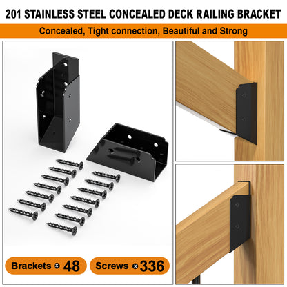 FMhotu 30° Stair Angle Stainless Steel Deck Railing Brackets Connectors for 2"x4" (Actual 1.5"x3.5") Railing Wood Post Stair Fence Railing Connectors with Coated Wood Screws