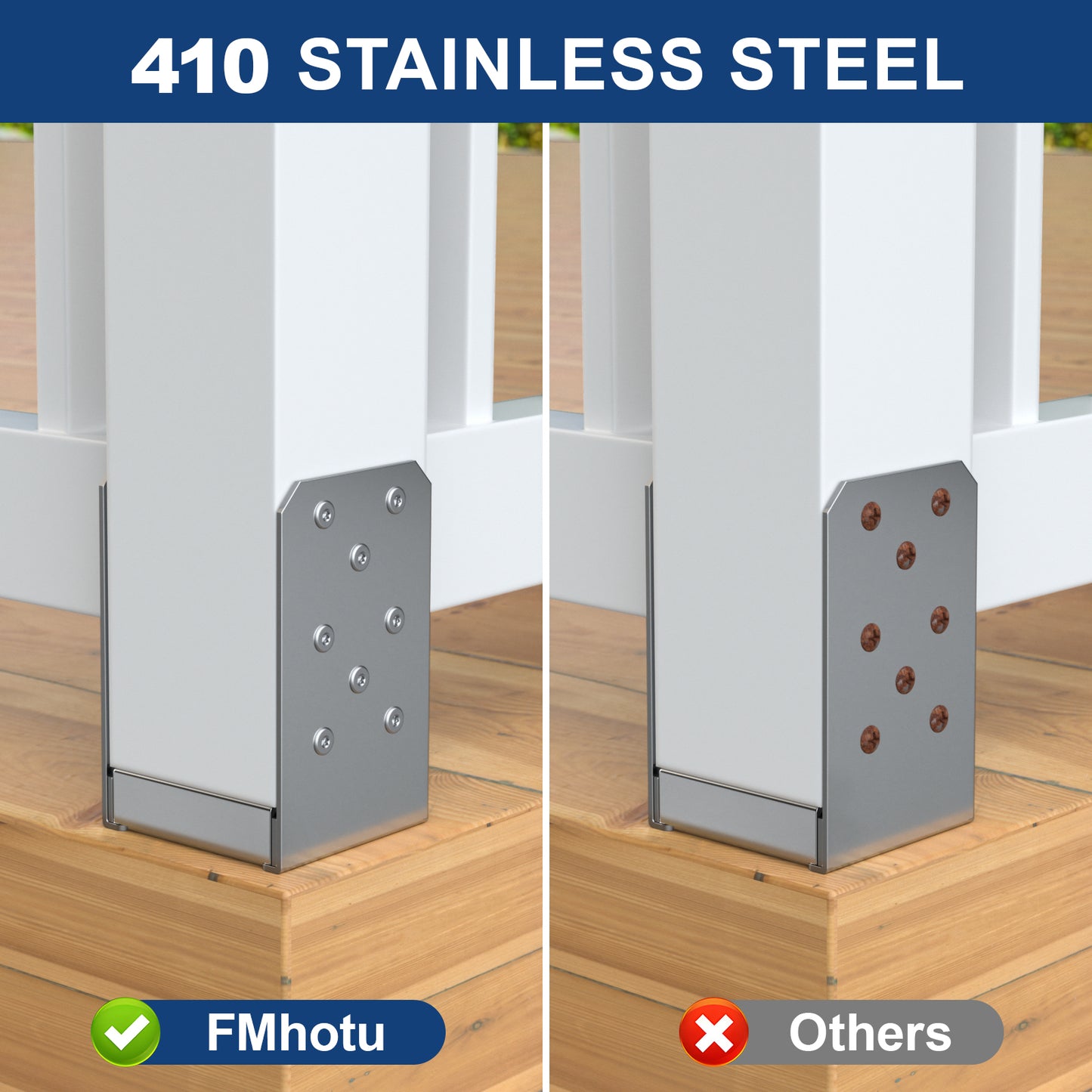 #8 x 2.5" Stainless Steel Deck Screws, Deck Screws T20 Star Bit, 410 Grade Stainless Steel, Rust Resistant Timber Screws for Log Landscaping Wood