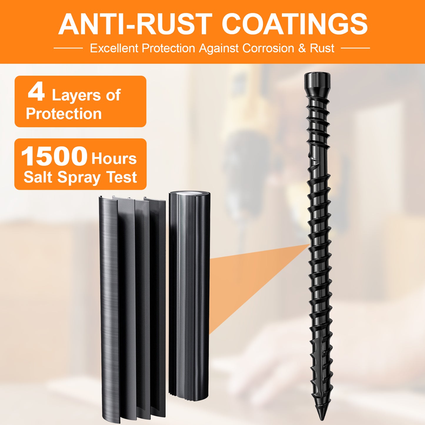 FMhotu #10 x 2-3/4" Hidden Deck Screws, Star Drive Countersunk Wood Screws, Rust Resistant Timber Screws, T15 Star Bit Included, Black