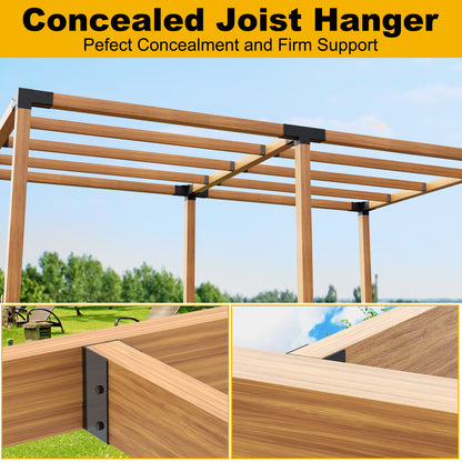 FMhotu Concealed Joist Hanger, 2"x4" Outdoor Concealed-Flange Joist Bracket with Screws, Q235B Steel Powder Coated Concealed Mount Light Joist Hangers for 2"x4" Beam, Swing, Handrail, Fence