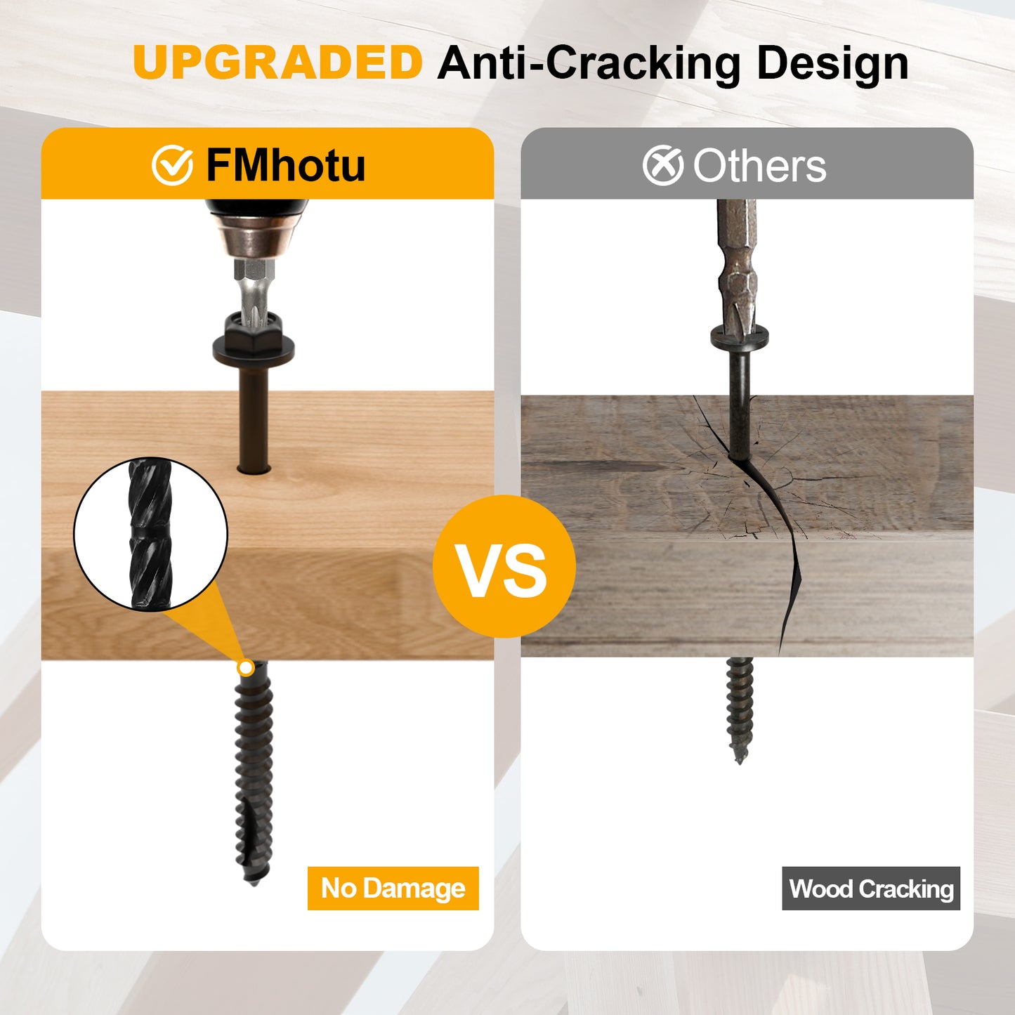 #14 x 8 Wood Structural Screws Hex Head Lag Screws, Rust Resistant Timber Screws for Timber/Log/Landscaping Wood (Black)