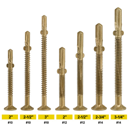 FMhotu #12 x 2" Trailer Deck Screws, Self-Tapping Sheet Wood Metal Screw, T25 Star Bits Reamer Tek Screws for Trailers, for Attaching Wood to Steel, Gold