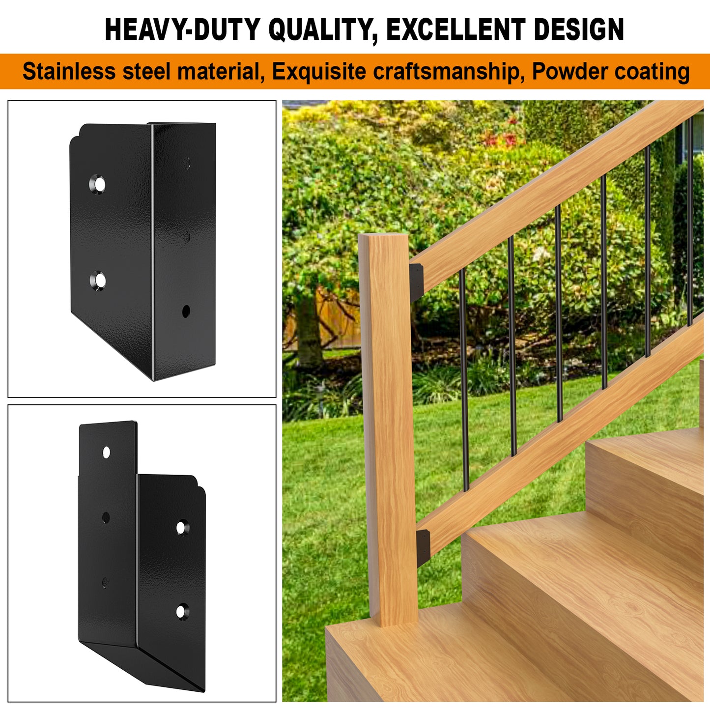 FMhotu 30° Stair Angle Stainless Steel Deck Railing Brackets Connectors for 2"x4" (Actual 1.5"x3.5") Railing Wood Post Stair Fence Railing Connectors with Coated Wood Screws