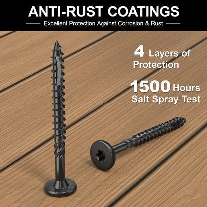 FMhotu #14 Heavy-Duty Wood Screws, Star Drive Deck Screws, Rust Resistant Timber Screws for Timber/Log/Landscaping Wood (6 Inch,Black)