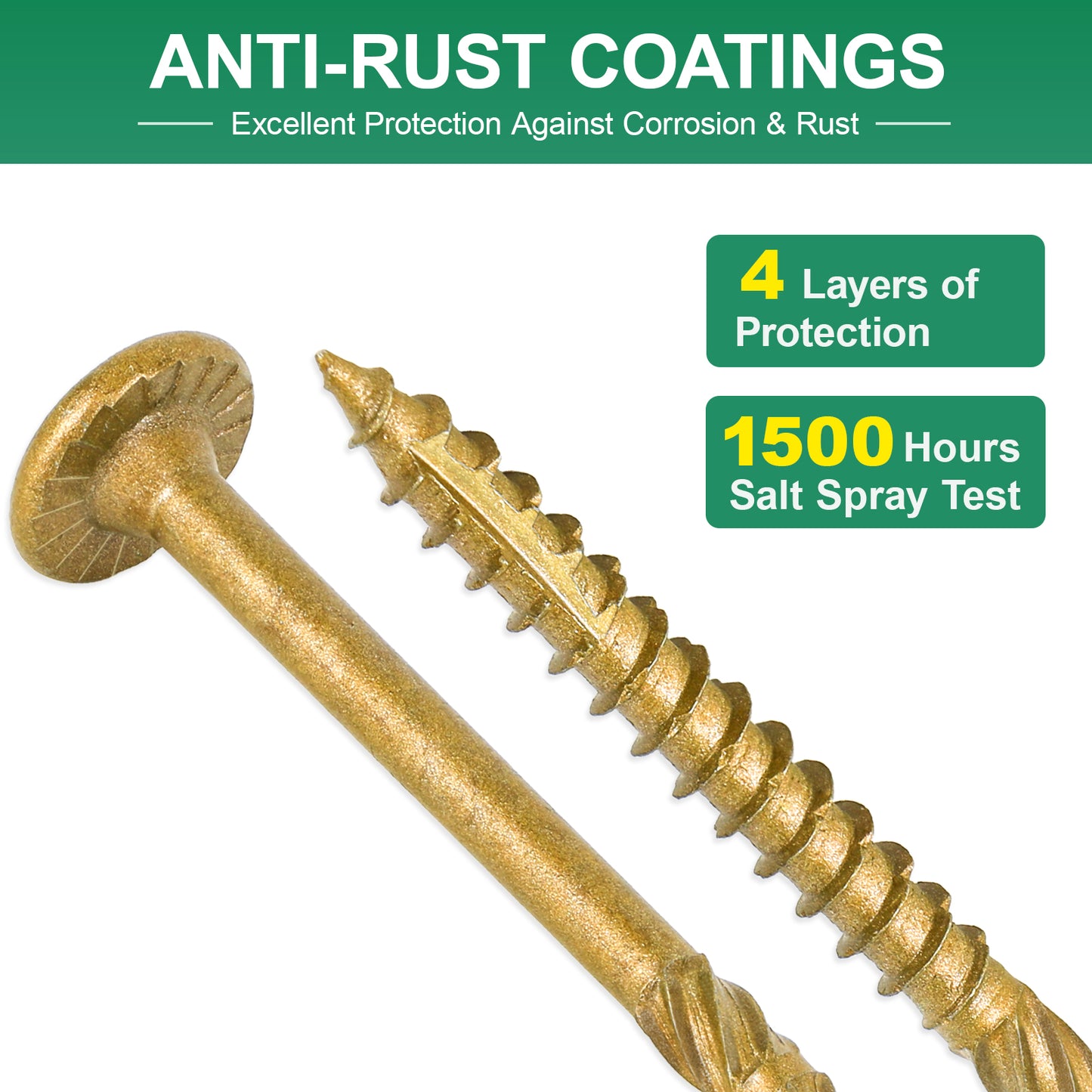 8 Inch Heavy-Duty Outdoor Deck Screws, Star Drive Decking Wood Screws, Rust Resistant Timber Screws for Timber/Log/Landscaping Wood (#14 x 8 Tan)