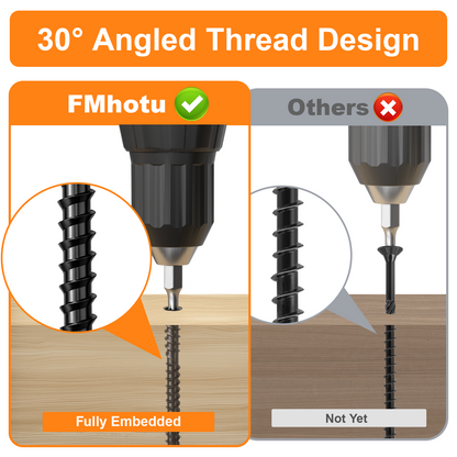FMhotu #10 x 2-3/4" Hidden Deck Screws, Star Drive Countersunk Wood Screws, Rust Resistant Timber Screws, T15 Star Bit Included, Black