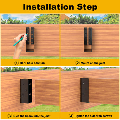 FMhotu Concealed Joist Hanger, 2"x6" Outdoor Concealed-Flange Joist Bracket with Screws, Q235B Steel Powder Coated Concealed Mount Light Joist Hangers for 2"x6" Beam, Swing, Handrail, Fence