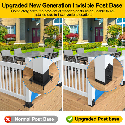 FMhotu 4x4 Post Base, Stainless Steel Adjustable Post Anchor Bracket (Internal 3.5 x 3.5), Adjustable Post Base for Pavilion Deck Porch Handrail Railing Support Decorative Anchor Plate