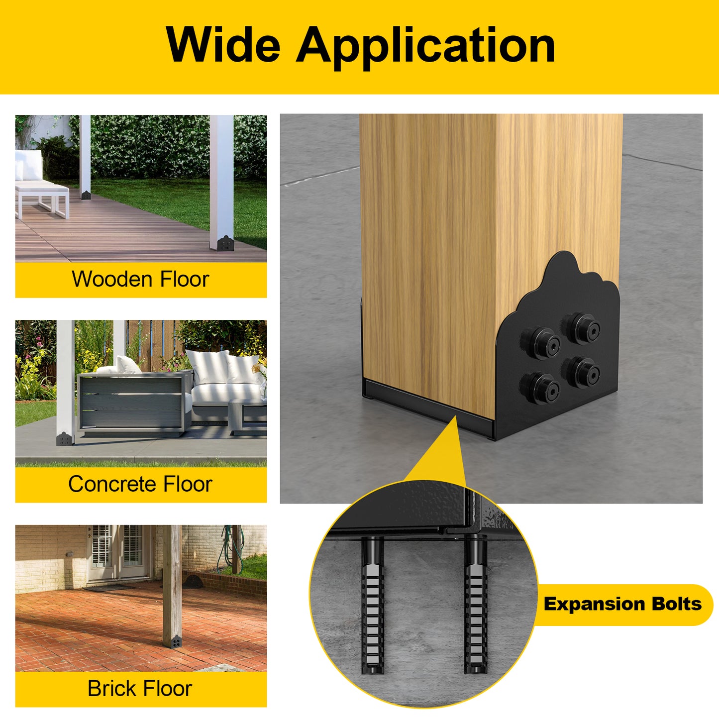 FMhotu 8x8 Post Base, Stainless Steel Adjustable Post Anchor Bracket (Internal 7.8 x 7.5), Adjustable Post Base for Pavilion Deck Porch Handrail Railing Support Decorative Anchor Plate